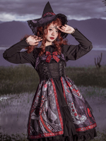 Robe Lolita JSK Noir Argent Sans Manches Noeuds Polyester Cami Lolita Pull Jupes