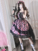 Robe Lolita JSK Rose Plaid Nœuds Volants Jupes Lolita Pull