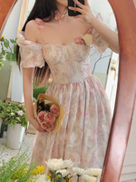 Robe Lolita JSK Rose Sans Manches Fleurs Lolita Jumper Jupes