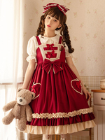 Robe Lolita Mignonne à bretelle rouge nœuds