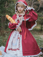 Robe Lolita Mignonne en polyester JSK Chapeau Rouge robe Lolita