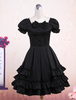 Robe Lolita mignonne et adorable à nœuds; coton une pièce; manches courtes Déguisements Halloween