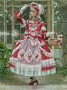 Robe Lolita Mignonne Polyester Manches Longues Volants Dentelle Arcs Motif Fraise Robe Lolita Classique Rouge