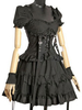 Robe Lolita noire OP Robe gothique à manches courtes en coton chérie Lolita une pièce