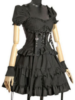 Robe Lolita noire OP Robe gothique à manches courtes en coton chérie Lolita une pièce