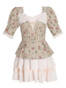 Robe Lolita OP à imprimé floral Robe une pièce Lolita à lacets abricot profond