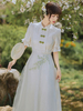 Robe Lolita OP à imprimé floral Robes une pièce Lolita en dentelle blanche