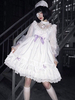 Robe Lolita OP blanche à volants gothiques nœuds croix manches longues robes une pièce lolita