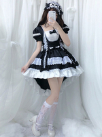 Robe Lolita OP Bonne Noir Blanche Manches Courtes Bouffantes Robes Une Pièce Lolita