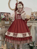 Robe Lolita OP bordeaux douce fille arcs volants manches longues Polyester une pièce robes Lolita