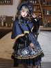 Robe Lolita OP classique 4 pièces ensemble nœuds noirs dentelle dieu rédemption robes une pièce lolita foncé
