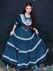 Robe Lolita OP Classique Bleu Gris Dentelle Volants Manches Courtes Robe Lolita Une Pièce