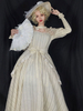 Robe Lolita OP Classique Peplum Bows Écru Blanc Manches Longues Robes Lolita One Piece Déguisements Halloween