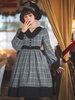 Robe Lolita OP classique Plaid Camel Robes une pièce Lolita plissées
