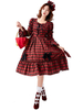 Robe Lolita OP Classique Plaid Manches Longues Robes Lolita One Piece Déguisements Halloween
