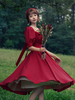 Robe Lolita OP Classique Vintage Manches Courtes Bouffantes Robe Rouge Robe Blanche Col Carré