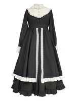 Robe Lolita OP Classique Volant Bouton De Dentelle Volants Noirs Lolita Robes One Piece Déguisements Halloween