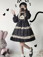 Robe Lolita OP Classique Volants Arc Dentelle Lolita Robes One Piece Déguisements Halloween