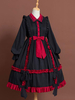 Robe Lolita OP Classique Volants Arc Robes Deux Pièces Lolita One Piece Déguisements Halloween