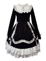 Robe Lolita OP Classique Volants Noir Volants Lolita Robes One Piece Déguisements Halloween
