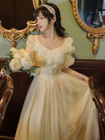 Robe Lolita OP de style rococo Robe en dentelle jaune