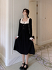 Robe Lolita OP douce à volants noirs en polyester
