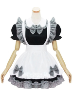 Robe Lolita OP style fille - Plaid - Robe une pièce noire à volants - Lolita Déguisements Halloween