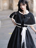 Robe Lolita Polyester Manches Courtes Perles Robe Lolita Style Marine