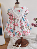 Robe Lolita pour enfants Robe dété à manches courtes et imprimé floral