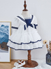 Robe Lolita pour enfants Robe de fille de fleur à plusieurs niveaux de style marin