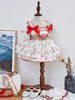 Robe Lolita pour enfants Robe tutu à nœuds floraux Ensemble 3 pièces