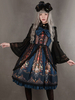 Robe Lolita rococo JSK perdu en style Rococo lacets soie Bow volantée imprimée Lolita Jumper Skirt Déguisements Halloween
