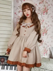 Robe lolita séduisante Coton polyester kaki bicolore avec noeud classique encolure dégagée Déguisements Halloween