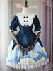 Robe lolita séduisante en chiffon bleu marine foncée impression classique col rond Déguisements Halloween