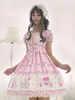 Robe lolita séduisante en chiffon impression plissée douse col carré Déguisements Halloween