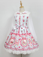 Robe lolita séduisante en polyester impression douse col à revers Déguisements Halloween