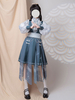 Robe Lolita Style Chinois Clouté Sans Manches Polyester Dentelle Style Chinois Teal Style Chinois Lolita