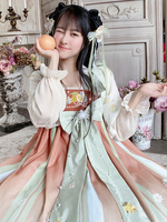 Robe Lolita Style Chinois Manches Longues Robe Lolita Rose Vert Une Pièce Traditionnelle chinoise