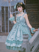 Robe Lolita Style Chinois Noeuds Sans Manches Polyester Style Chinois Imprimé Floral Ecru Blanc Style Chinois Lolita Élastique Réglable