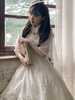 Robe Lolita Style Chinois Volants Manches Courtes Polyester Noir