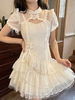 Robe Lolita Style Chinois Volants Manches Courtes Polyester Style Chinois Abricot Style Chinois Lolita