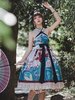 Robe Lolita Style Chinois Volants Sans Manches Polyester Style Chinois Imprimé Floral Teal Style Chinois Lolita Élastique Réglable