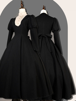 Robe Lolita Vintage Classique Marionnette Polyester Volants Manches Longues Noire