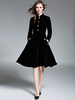 Robe Long Femme Hiver Noir En Velours De Soie Avec Bouton Robe Patineuse Chic Robe 2022