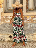 Robe Longue À Bretelle Fleurie Bohème Bicolore Plissée Dos Nu Sexy Été Plage