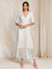 Robe Longue À Col En V Et Demi-manches Robe Décontractée Fleur