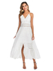 Robe longue à encolure en V découpée sans manches à lépaule ouverte robe semi-formelle blanche