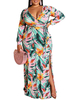 Robe longue à imprimé tropical manche longue