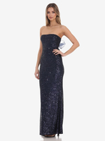 Robe longue à paillettes avec nœud et dos nu style sirène sans bretelles robe de soirée pour femme 2025