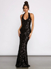 Robe longue à paillettes et col en V profond en noir coupe sirène robe de soirée formelle pour femme 2025
